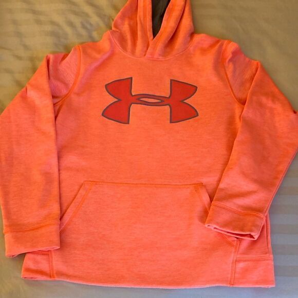 Under Armour Coldgear Hoodie Unisex Youth Large. Neon Orange. - Picture 1 of 8